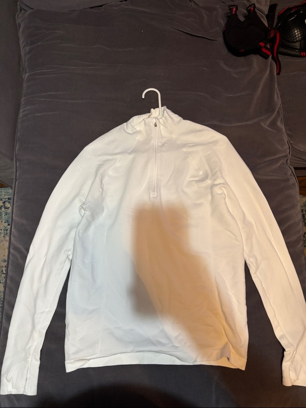 Athleta White Textured Quarter-Zip Pullover